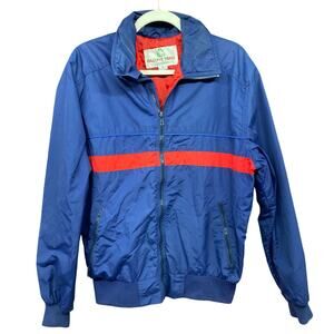 Vintage x 80s 90s Blue Red Striped Pacific Trail Blue Light Camp Jacket Medium